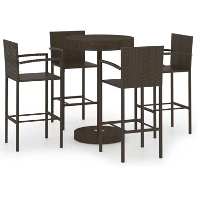 vidaXL Gartenbarset 5 Stück Poly Rattan Braun - Gartenbar Set vidaXL Gartenbarset 5 Stück Poly Rattan Braun - Gartenbar Set