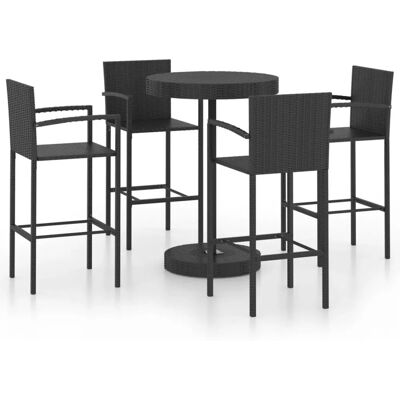 vidaXL Gartenbar-Set 5 Stück Poly Rattan Schwarz - Gartenbar-Set vidaXL Gartenbar-Set 5 Stück Poly Rattan Schwarz - Gartenbar-Set