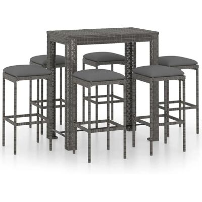 vidaXL Gartenbar-Set - Stahlrahmen, Wetterfestes Rattan, Kissen vidaXL Gartenbar-Set - Stahlrahmen, Wetterfestes Rattan, Kissen