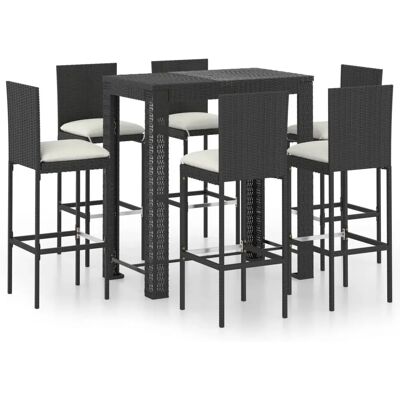 vidaXL Gartenbar-Set - Wetterfestes Rattan & Stahl - 7 Teile vidaXL Gartenbar-Set - Wetterfestes Rattan & Stahl - 7 Teile