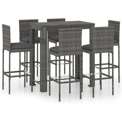 vidaXL Gartentisch-Set Grau Wetterfest Rattan 7 St vidaXL Gartentisch-Set Grau Wetterfest Rattan 7 St
