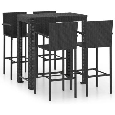 vidaXL 5-teiliges Außen-Bar-Set Schwarz Garteneinrichtung vidaXL 5-teiliges Außen-Bar-Set Schwarz Garteneinrichtung