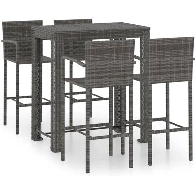 Ensemble de bar extérieur vidaXL 5 pièces gris avec bras - Publicité Ensemble de bar extérieur vidaXL 5 pièces gris avec bras - Publicité