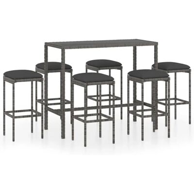 vidaXL Gartenbar-Set Grau Wasserfest Resin Rattan 7 Stück vidaXL Gartenbar-Set Grau Wasserfest Resin Rattan 7 Stück