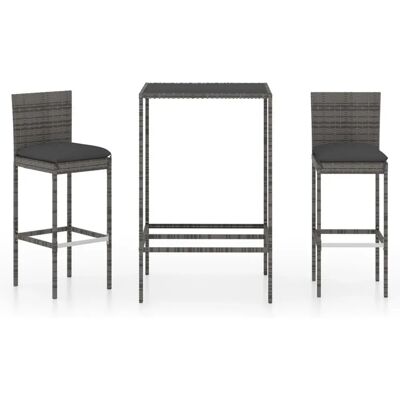 VidaXL Garteneinrichtung - 3-teiliges Bar-Set mit Polstern VidaXL Garteneinrichtung - 3-teiliges Bar-Set mit Polstern