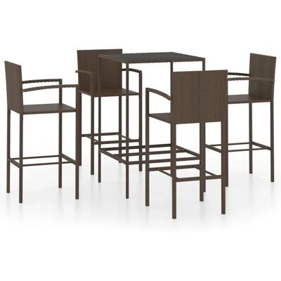 vidaXL Gartenbar-Set 5 Stück Poly Rattan Braun - Gartenmöbel vidaXL Gartenbar-Set 5 Stück Poly Rattan Braun - Gartenmöbel