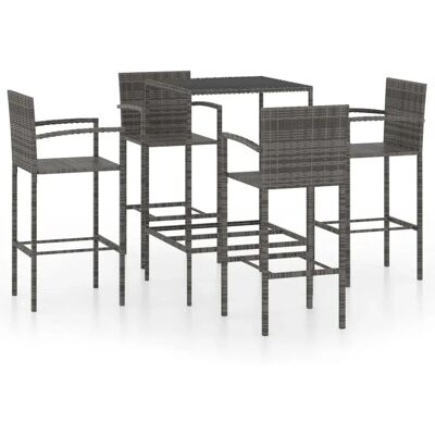 vidaXL Gartenbar-Set 5 Stück Grau Outdoor-Möbel vidaXL Gartenbar-Set 5 Stück Grau Outdoor-Möbel