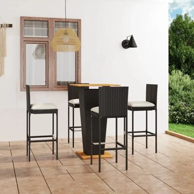 vidaXL 3-teiliges Gartenbar-Set Mit Kissen Schwarz vidaXL 3-teiliges Gartenbar-Set Mit Kissen Schwarz