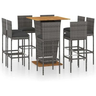 Maisonchic Modell: Gartenbar-Set - 9 Stück, Rattan, Stahl Maisonchic Modell: Gartenbar-Set - 9 Stück, Rattan, Stahl