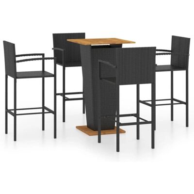 vidaXL - Garten Bar Set 5 Stück - Schwarz - Garten Bar Set vidaXL - Garten Bar Set 5 Stück - Schwarz - Garten Bar Set