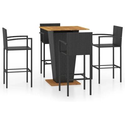 vidaXL Gartentisch-Set - 5-tlg. Schwarz Außenmöbel Bistro Tisch und Stühle vidaXL Gartentisch-Set - 5-tlg. Schwarz Außenmöbel Bistro Tisch und Stühle