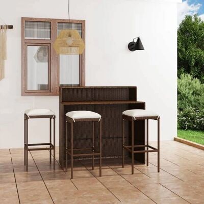 vidaXL Gartenterrassen-Set - Rattan, Stahl, Braun vidaXL Gartenterrassen-Set - Rattan, Stahl, Braun