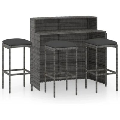 Grau Gartenbar-Set - 4-teiliges Rattanmöbelset Grau Gartenbar-Set - 4-teiliges Rattanmöbelset