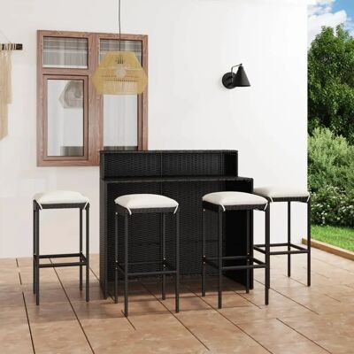 vidaXL Gartenbar-Set Mit Kissen Schwarz - Gartenbar-Set vidaXL Gartenbar-Set Mit Kissen Schwarz - Gartenbar-Set