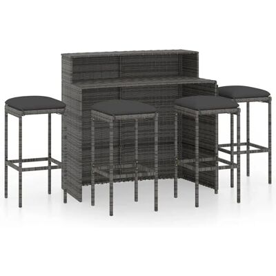 VidaXL Gartentisch-Set - Grau - 5-teiliges elegantes Rattan-Outdoor-Set VidaXL Gartentisch-Set - Grau - 5-teiliges elegantes Rattan-Outdoor-Set