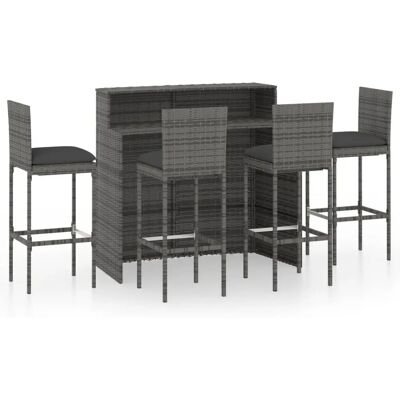 vidaXL Gartentisch-Set - Rattan, 5-teilig, Grau vidaXL Gartentisch-Set - Rattan, 5-teilig, Grau