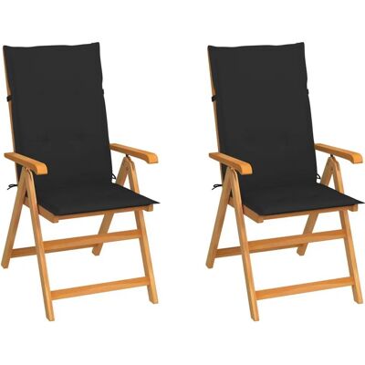 VidaXL Outdoor Stuhl - Teak Schwarz - Verstellbar & Klappbar VidaXL Outdoor Stuhl - Teak Schwarz - Verstellbar & Klappbar