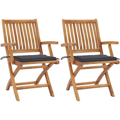 vidaXL Gartenstühle Set - Langlebiges Teak, Klappbar, 2 Stück vidaXL Gartenstühle Set - Langlebiges Teak, Klappbar, 2 Stück