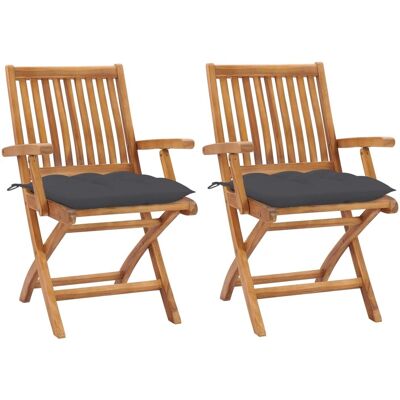 vidaXL Gartenstühle - Teakholz, Kissen, Faltbar vidaXL Gartenstühle - Teakholz, Kissen, Faltbar