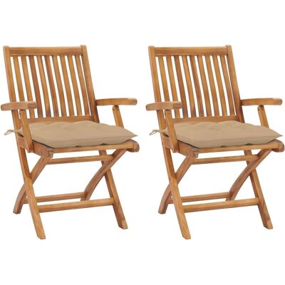 vidaXL - Gartenstühle - Teak - Beige Kissen - Gartenstühle vidaXL - Gartenstühle - Teak - Beige Kissen - Gartenstühle