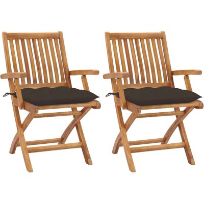 vidaXL Teak Gartenstühle 2 Stück mit Kissen - Gartenmöbel vidaXL Teak Gartenstühle 2 Stück mit Kissen - Gartenmöbel