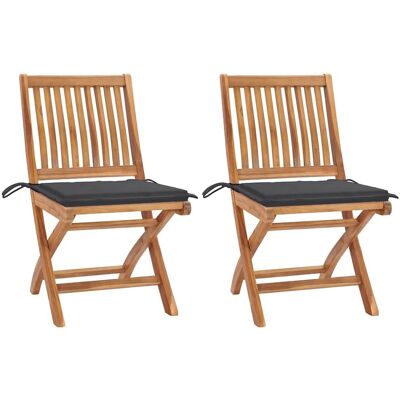 vidaXL Gartenstühle - Robustes Massivteak, Klappbar, Mit Kissen vidaXL Gartenstühle - Robustes Massivteak, Klappbar, Mit Kissen