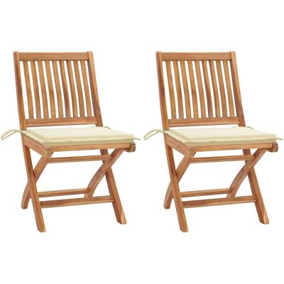 vidaXL Gartenstühle - Faltbare Teakholz mit Kissen vidaXL Gartenstühle - Faltbare Teakholz mit Kissen