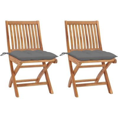 vidaXL Gartensessel - Teakholz, Graue Kissen, Klappbar - Gartenmöbel vidaXL Gartensessel - Teakholz, Graue Kissen, Klappbar - Gartenmöbel