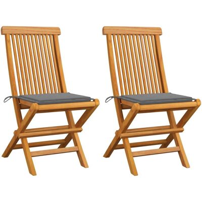 vidaXL Outdoor Stuhl mit Kissen - Teak Grau vidaXL Outdoor Stuhl mit Kissen - Teak Grau