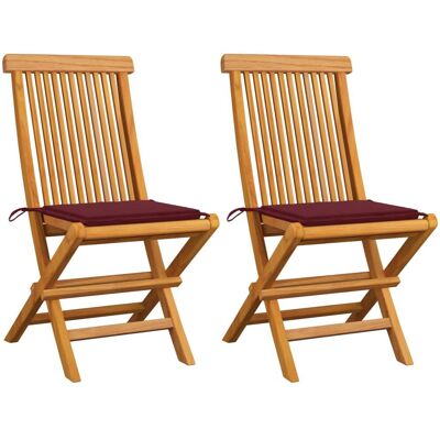 VidaXL Teak Gartenstühle - Rote Kissen VidaXL Teak Gartenstühle - Rote Kissen