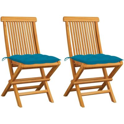 VidaXL 3062479 Gartensessel - Faltbar Teak Blau VidaXL 3062479 Gartensessel - Faltbar Teak Blau