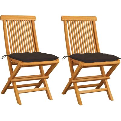 MaisonChic - Set di Sedie da Giardino in Teak - 2 Pezzi - Cuscini Taupe MaisonChic - Set di Sedie da Giardino in Teak - 2 Pezzi - Cuscini Taupe