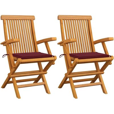 vidaXL Gartensessel mit Kissen - Faltbares Teakholz-Set vidaXL Gartensessel mit Kissen - Faltbares Teakholz-Set