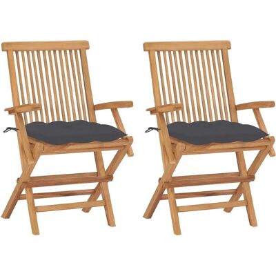 vidaXL Gartenstuhl - Teak Anthrazit - Klappbarer Gartensitz vidaXL Gartenstuhl - Teak Anthrazit - Klappbarer Gartensitz