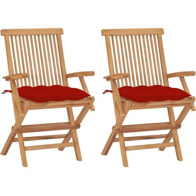 VidaXL Outdoorstuhl - Klappbares Teak-Gartenset mit Kissen VidaXL Outdoorstuhl - Klappbares Teak-Gartenset mit Kissen