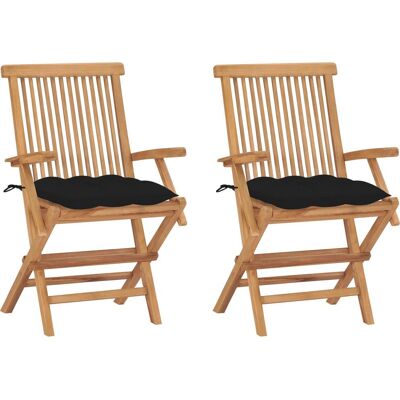VidaXL Gartensessel - Teak Schwarz - Klappbar & Gepolstert VidaXL Gartensessel - Teak Schwarz - Klappbar & Gepolstert