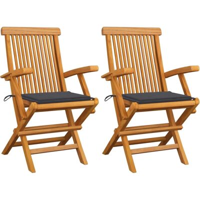VidaXL Gartensessel - Teak Anthrazit - 3 Stück VidaXL Gartensessel - Teak Anthrazit - 3 Stück