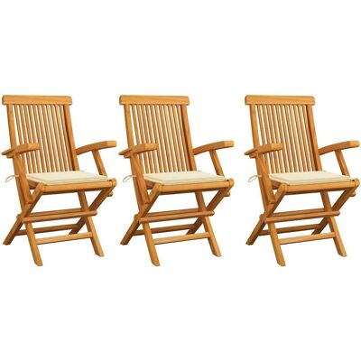 VidaXL Gartenstuhl 3062516 - Teak, Creme, Außenmöbel VidaXL Gartenstuhl 3062516 - Teak, Creme, Außenmöbel