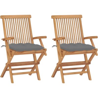 vidaXL Gartensessel-Set - Teak Grau - Klappbar, Gepolstert vidaXL Gartensessel-Set - Teak Grau - Klappbar, Gepolstert