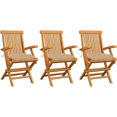 vidaXL Gartensessel-Set mit Kissen - Teak Beige vidaXL Gartensessel-Set mit Kissen - Teak Beige
