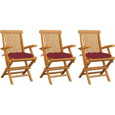 Vidaxl Gartensessel-Set - Teak Holz, Rote Kissen, Klappbar Vidaxl Gartensessel-Set - Teak Holz, Rote Kissen, Klappbar