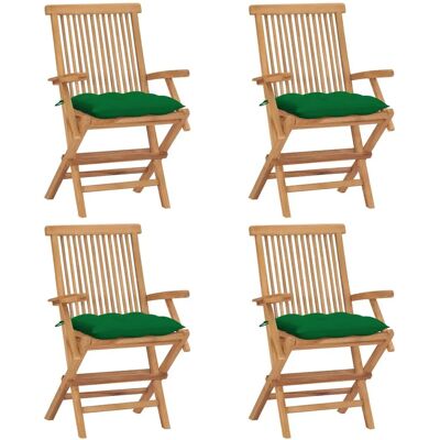 VidaXL Gartengarnitur - Faltbare Teak-Gartenstühle mit Kissen VidaXL Gartengarnitur - Faltbare Teak-Gartenstühle mit Kissen