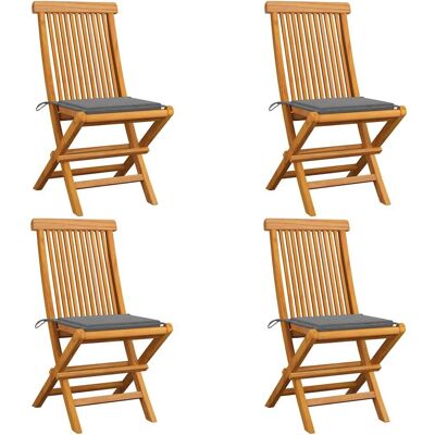 VidaXL 3062569 Krzesło ogrodowe - Składane Teka Szare VidaXL 3062569 Krzesło ogrodowe - Składane Teka Szare