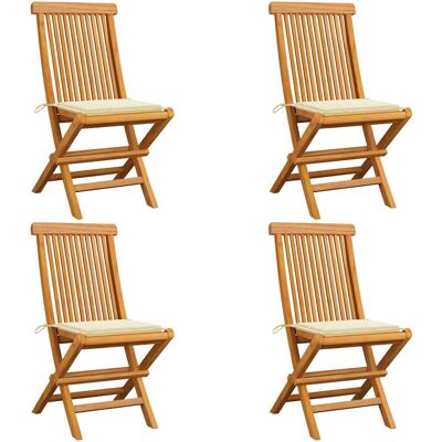 Krzesło Ogrodowe VidaXL - Teak Krem - Składane, Z Poduszkami, Odporne na Warunki Atmosferyczne Krzesło Ogrodowe VidaXL - Teak Krem - Składane, Z Poduszkami, Odporne na Warunki Atmosferyczne