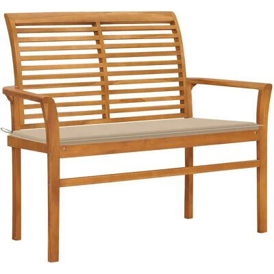 VidaXL Gartentisch - Teakholz - Beiges Kissen - Gartenmöbel VidaXL Gartentisch - Teakholz - Beiges Kissen - Gartenmöbel