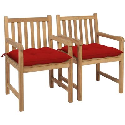 VidaXL 3062751 - Rot - Teak - Gepolsterte Sitzkante - Outdoor-Stuhl VidaXL 3062751 - Rot - Teak - Gepolsterte Sitzkante - Outdoor-Stuhl