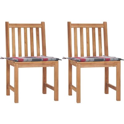 vidaXL Gartenstühle 2 Stück Massives Teakholz Kissen vidaXL Gartenstühle 2 Stück Massives Teakholz Kissen