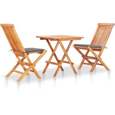 VidaXL Gartenmöbel-Set - Teak, Graue Kissen VidaXL Gartenmöbel-Set - Teak, Graue Kissen