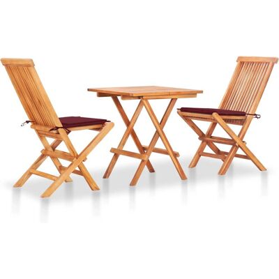 VidaXL Gartenmöbelset - Robustes Teak, Faltbar, Burgunder-Kissen VidaXL Gartenmöbelset - Robustes Teak, Faltbar, Burgunder-Kissen