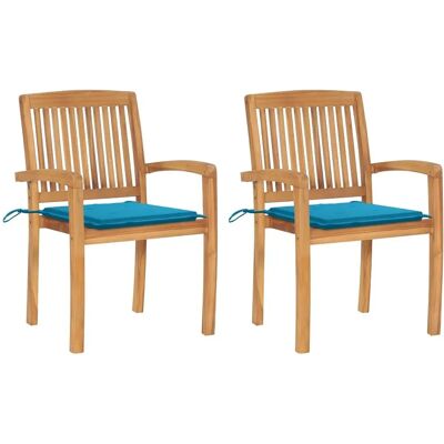 vidaXL Gartenstühle - Stapelbare langlebige Teakholz - 2 Stück vidaXL Gartenstühle - Stapelbare langlebige Teakholz - 2 Stück